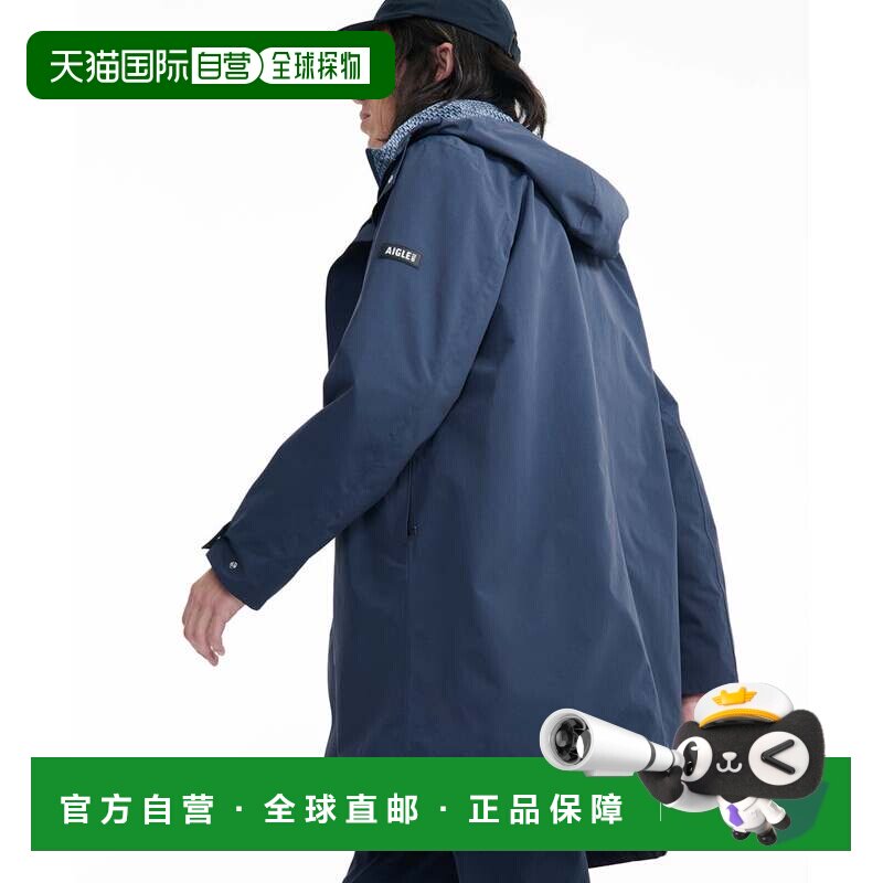 日本直邮透湿防水长款连帽外套（深蓝色）雨衣户外
