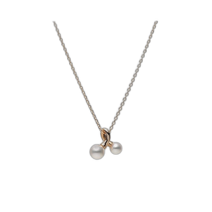 日潮跑腿Mikimoto御木本男女同款时尚项链18K玫瑰金前卫43cm珍珠