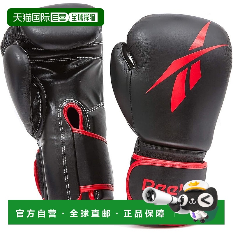 【日本直邮】Reebok 格斗/拳击手套 皮革和 PU 黑色/红色 14 盎司