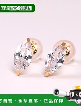 日本直邮（pe235508）K18 黄色黄金立方氧化锆马基斯切割镶嵌耳钉