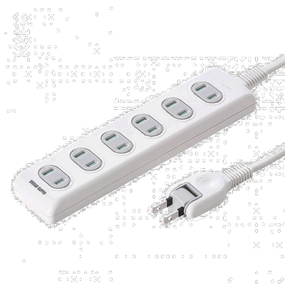 【日本直邮】SANWA SUPPLY防火安全电源插座2P，6口白色5mTAP-TSH