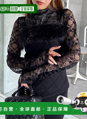 1h可退 日本直邮ROYAL PARTY 女装 双层蕾丝褶皱长袖透视上衣 725