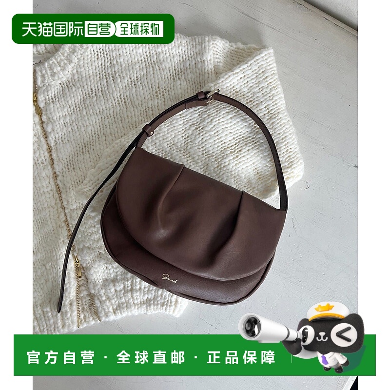 1h可退 日本直邮gemeil 女装 褶饰半圆单肩包 CE-1601 牛皮材质