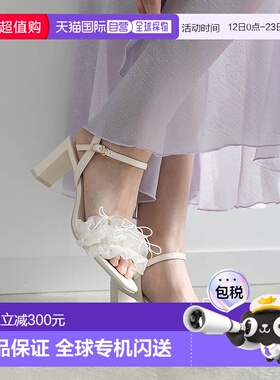 日本直邮Randa 迷你丝带荷叶边高跟凉鞋 单鞋 黑色 RA041BW016139