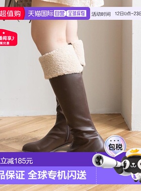 日本直邮RANDA 晴雨兼用毛边设计长靴 厚底雨靴 RA041BW12512
