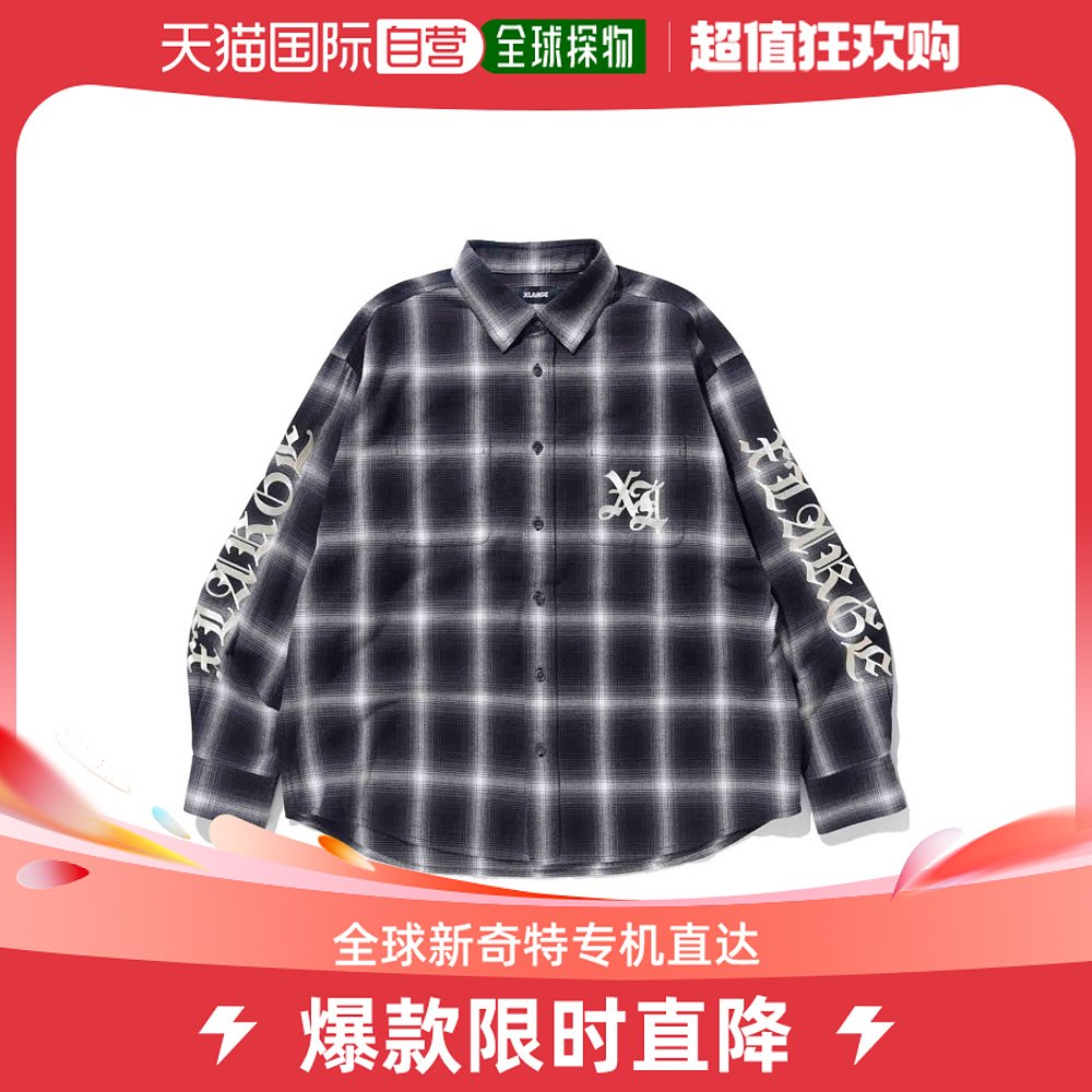 日本直邮XLARGE 男女同款老英语长袖法兰绒衬衫 设计独特 舒适耐