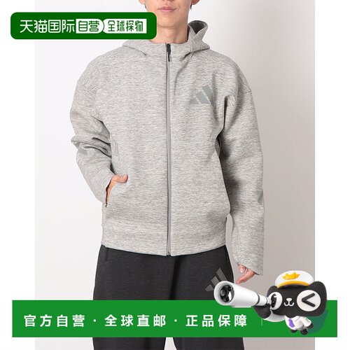 日本直邮阿迪达斯男士 ZNE Premium 全拉链连帽衫 (JW4752)中灰色