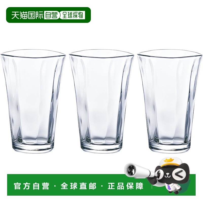 【日本直邮】ADERIA 玻璃杯 大号 420ml 3 件套 日本制造 P-6646
