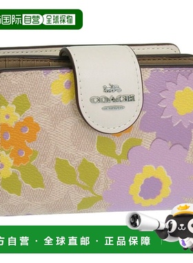 日本直邮Coach 女士钱包 双折钱包米色 MDM CRN ZP SIG FLRL CBO3