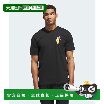 1h可退 日本直邮adidas男装 宽松版型棉T恤 半拉链设计 KKR03