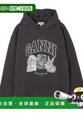 日本直邮Ganni 女士 Phantom ISOLI 动物图案连帽衫黑色t4270 252