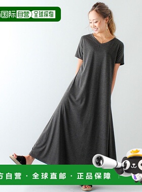 日本直邮JUNOAH A线宽松半袖长裙连衣裙 JU5602EW01922