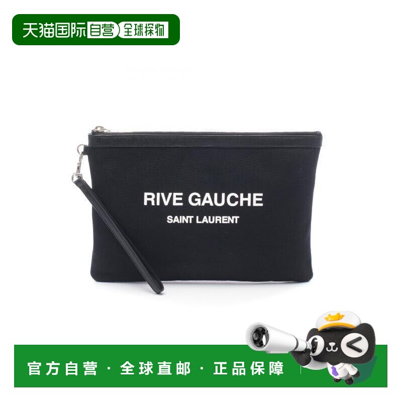 日本直邮中古YSL圣罗兰女包A级95新Clutch bag手拿包帆布手拿包黑