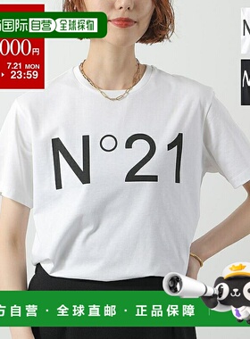 日本直邮N°21 T恤 F051 6328 女士短袖徽标T恤圆领棉质