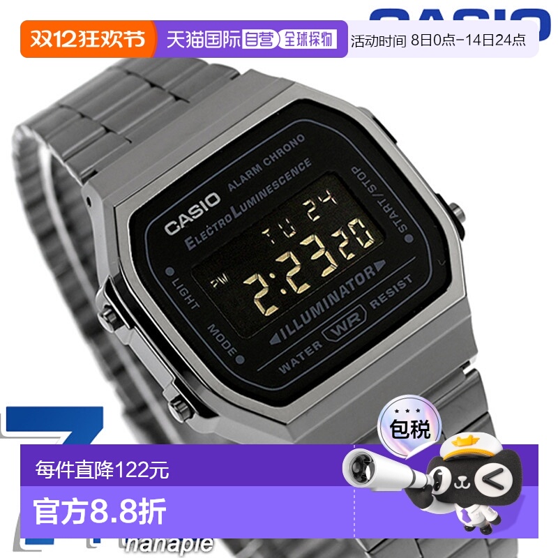 日本直邮卡西欧CASIO A168WGG-1B复古Chipkashi男士手表品牌卡西
