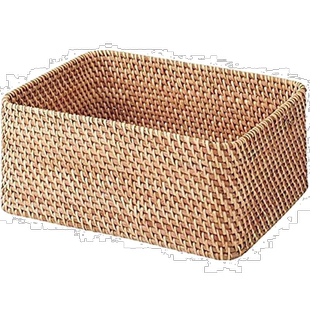 【日本直邮】Muji无印良品 可堆叠藤制长方形篮 中号 约36Wx26Dx1