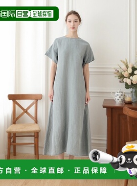 1h可退 日本直邮GALERIE VIE 女士麻质丝绸混纺宽松短袖连衣裙 23