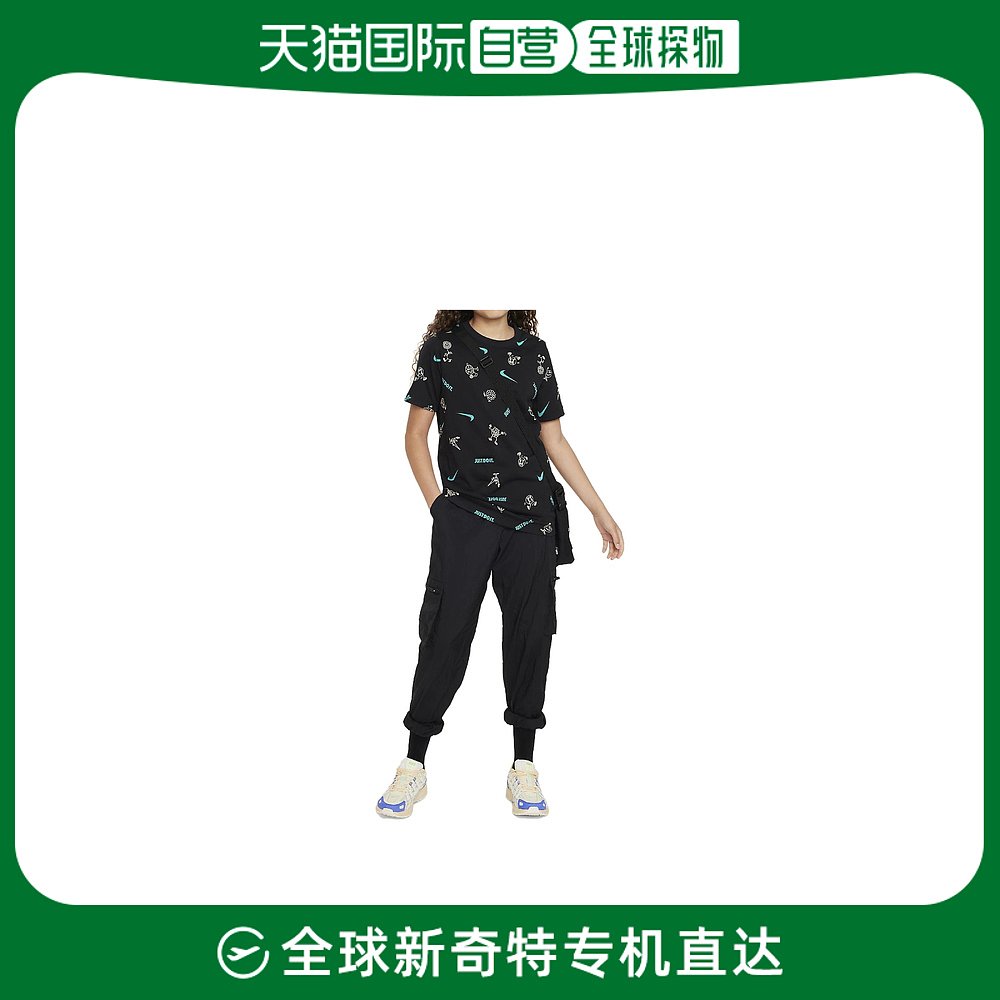 日本直邮日本直邮Nike 童装 满印圆领合身套头短袖T恤 女童 黑色
