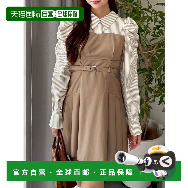 1h可退 日本直邮dazzlin女装长袖叠穿感衬衫迷你连衣裙 022550304