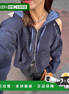 日本直邮官方授权 CIAOPANIC 肩部开衩金属扣眼贴布装饰 拉链连帽