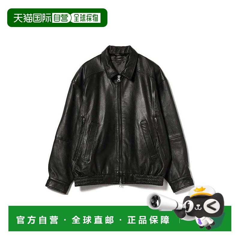 日本直邮beams SS24 翻领拉链长袖休闲皮衣 男女同款 黑色新款