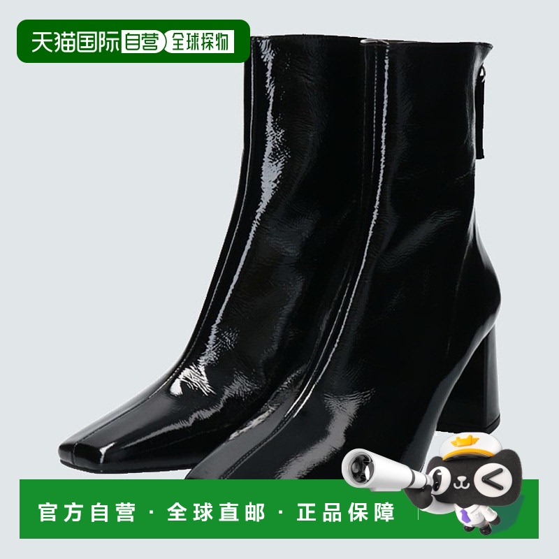 【日本直邮】Angel Alarcon女士短靴黑色高跟方头舒适复古气质