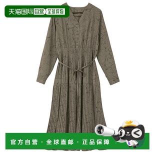 1h可退 日本直邮YECCA VECCA 女装 V领系带褶皱连衣裙 0700114060