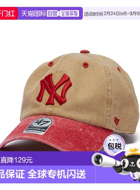 日本直邮47 棒球帽球员 纽约洋基队 埃尔丁 OSFM 卡其色 x 红色 1