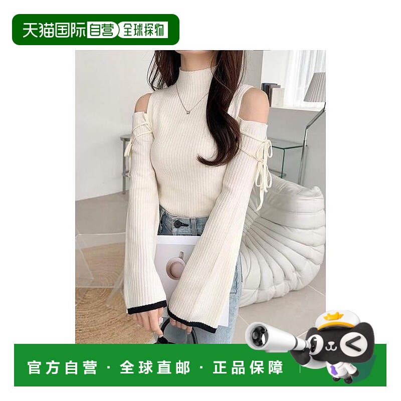 日本直邮日潮 mily bilet蝴蝶结高领喇叭袖针织衫mi1029107外套