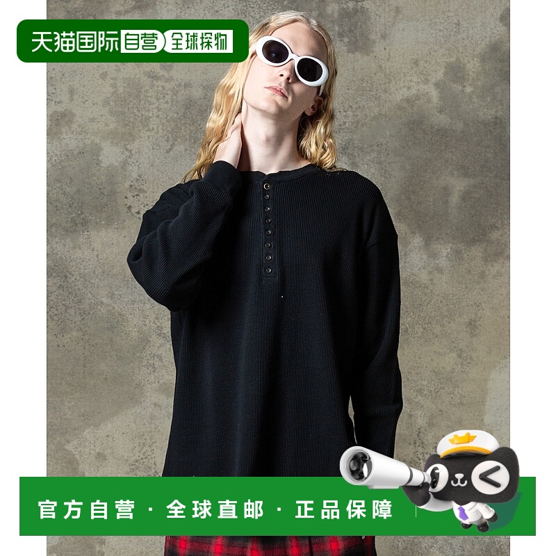 1h可退 日本直邮glamb 男女同款华夫格前扣长袖T恤 GB0125/CS19