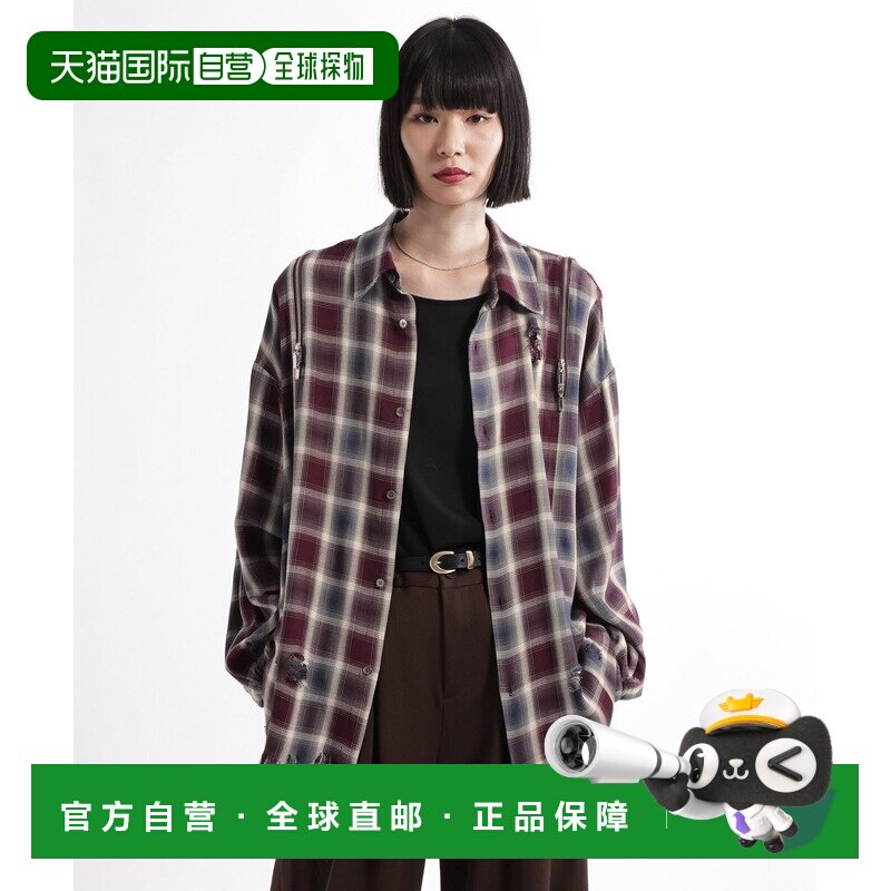 日本直邮HARE 男女同款 做旧格纹衬衫 双拉链设计【付后1h可退】
