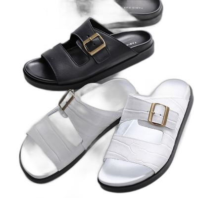 日本直邮FABIO RUSCONI 凉鞋 DOMA 女式皮革平底双带扣鞋鞋 2 色