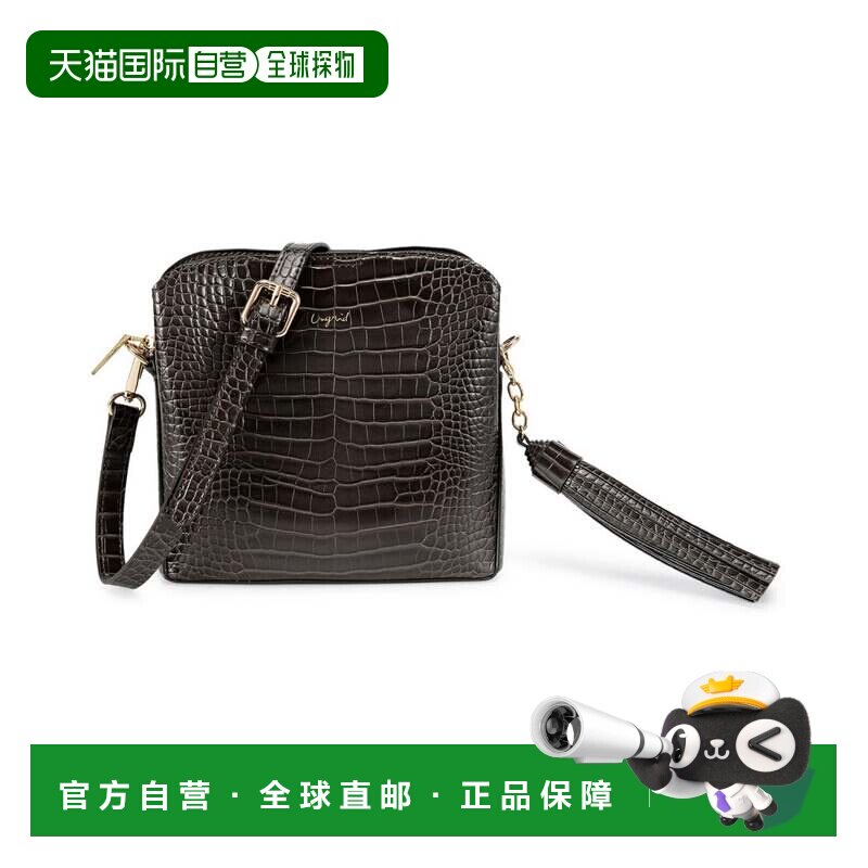 日本直邮UNG 单肩包 黑色 亮面鳄鱼纹流苏