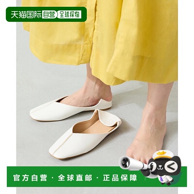 日本直邮Menue 方形头两穿拖鞋平底鞋浅口鞋 ME8623BW00079