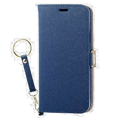 【日本直邮】宜丽客苹果XS/X皮质翻盖手机壳付指环藏青PM-A18BPLF