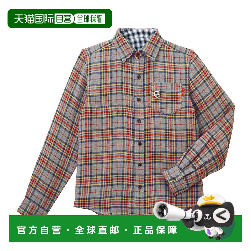 日潮跑腿mikihouse 儿童格纹舒适长袖衬衫 (06) Gray Ｓ（155-165