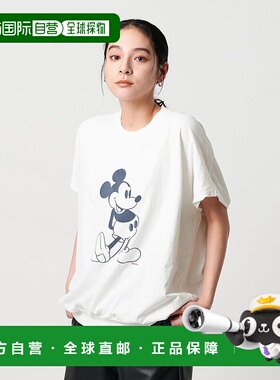 1h可退 日本直邮AMERICANA 女装迪士尼联名宽松短袖T恤 半身印花