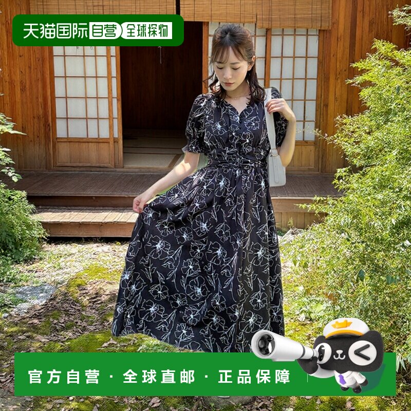 1h可退 日本直邮MIIA 女装 PEANUTS联名线条花卉A字连衣裙 365217