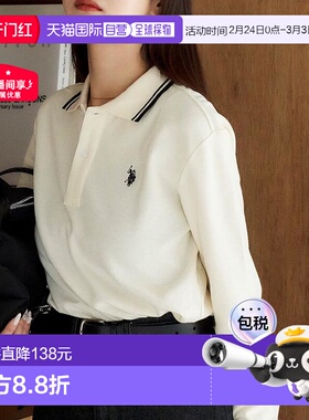 1h可退 日本直邮U.S. POLO ASSN. 女士 长袖鹿仔纹翻领POLO衫 322