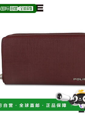 日本直邮POLICE长钱包男士圆形拉链TRENTO黑酒红绿黑PA-70605