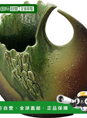 【日本直邮】Marui Seito 信楽燒 へちもん 花瓶 大 変形 绿色玻