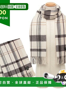 日本直邮Joshua Ellis 经典格子围巾白色灰色男女通用 JOSHUA ELL