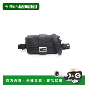日本直邮中古Fendi芬迪女包A级95新baguette法棍包牛皮腰包黑色