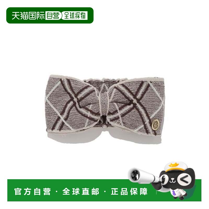 日本直邮SNIDEL 针织格纹蝴蝶结发带 象牙色