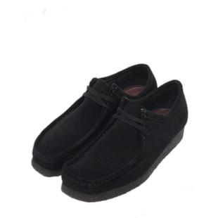 日本直邮Clarks其乐 Wallabee 袋鼠麂皮鞋皮鞋短图标鞋黑色麂皮黑