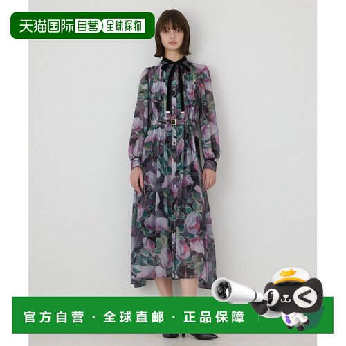 日本直邮GRACE CONTINENTAL 玫瑰印花喇叭连衣裙