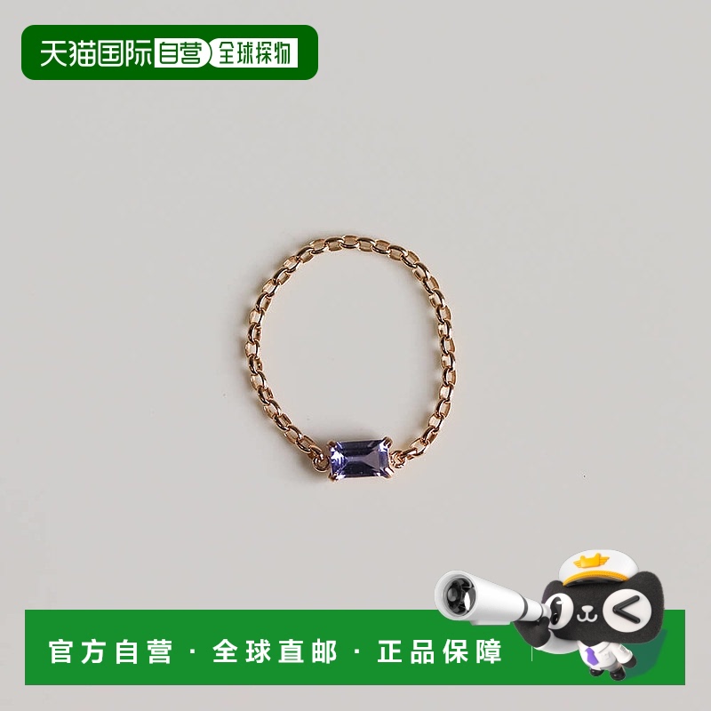 1h可退 日本直邮cui-cui 铂金10K 链条戒指 单条 嵌坦桑石 11号 7