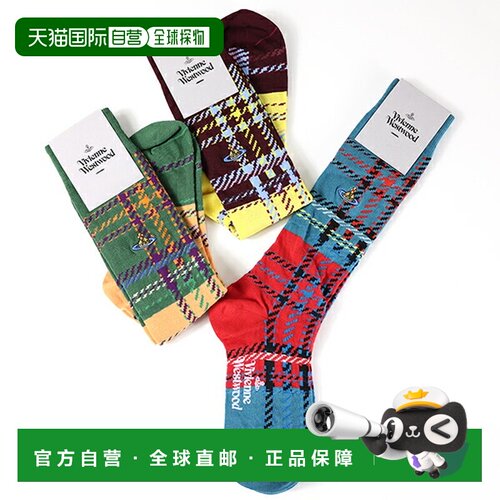 日本直邮Vivienne Westwood 球形徽标格纹袜子 (81040001 K0018)