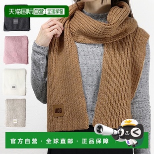 日本直邮UGG 女士百搭W粗罗纹针织围巾防寒20166时尚高级感正品