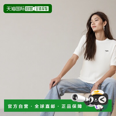 1h可退 日本直邮THE FOX 女士简约刺绣狐狸Logo拼色领短袖T恤 JFU